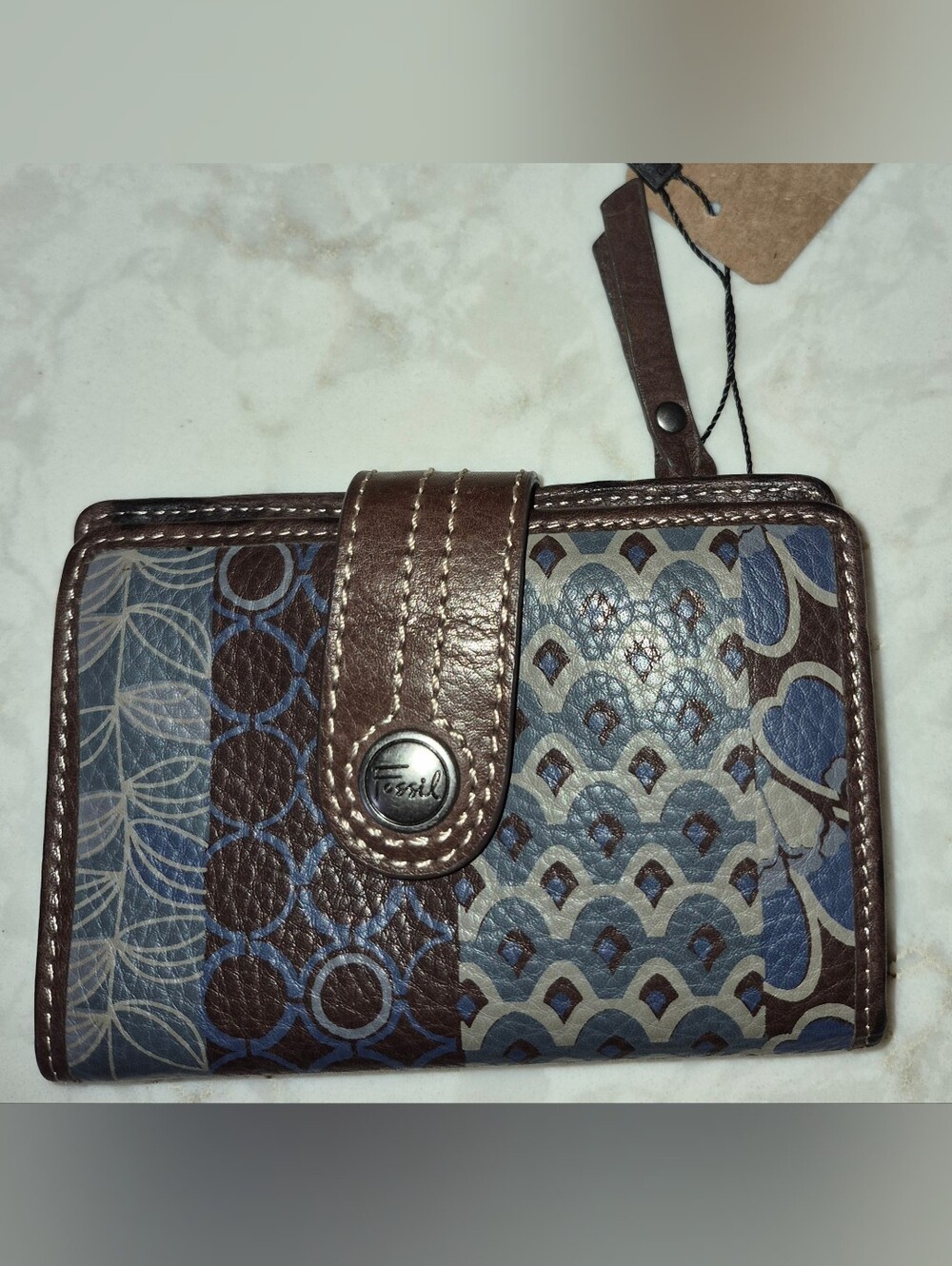 Multi-Colored Leather Fossil Wallet L, Like New